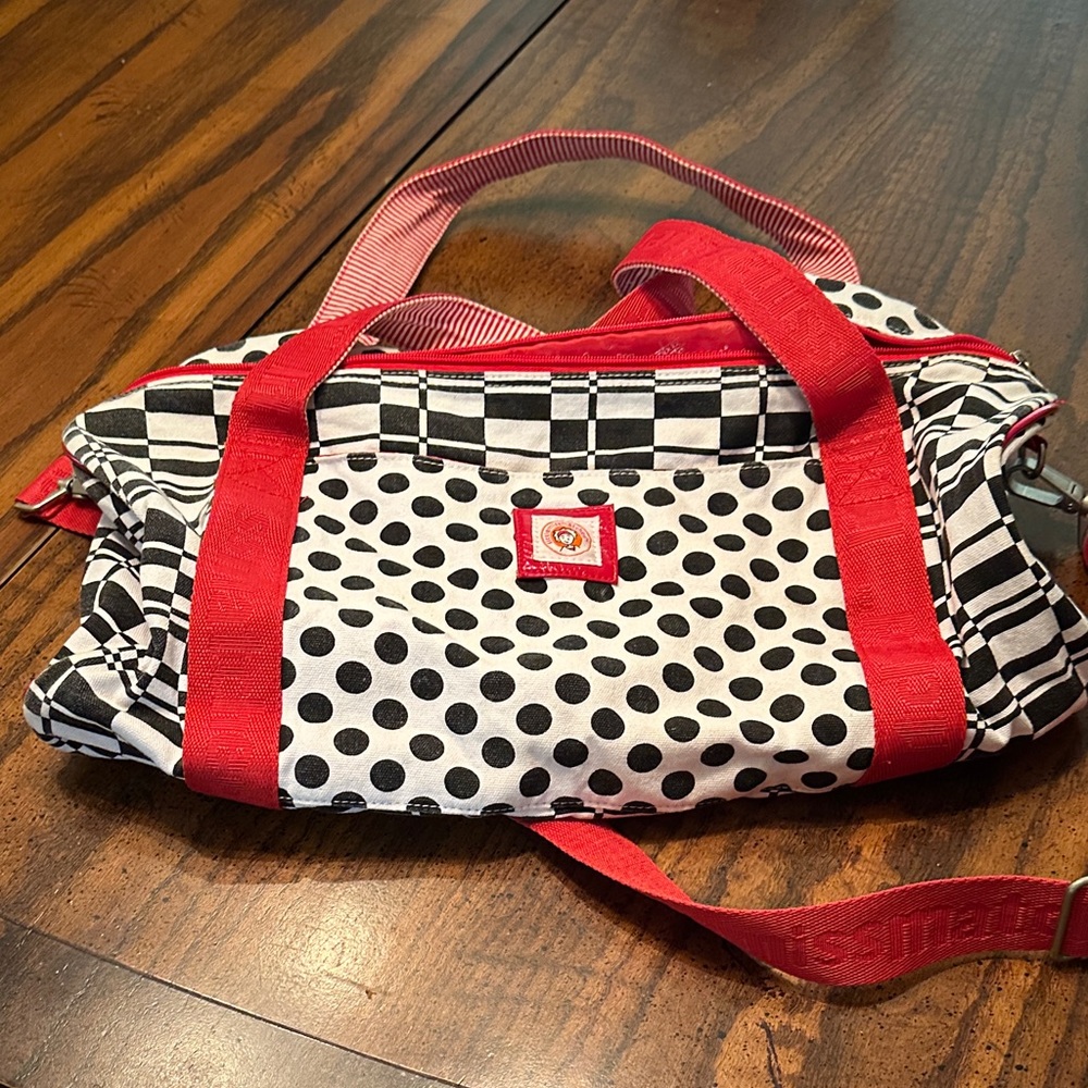 Little Miss Black and White Travel Bag with Red Straps- new without tags